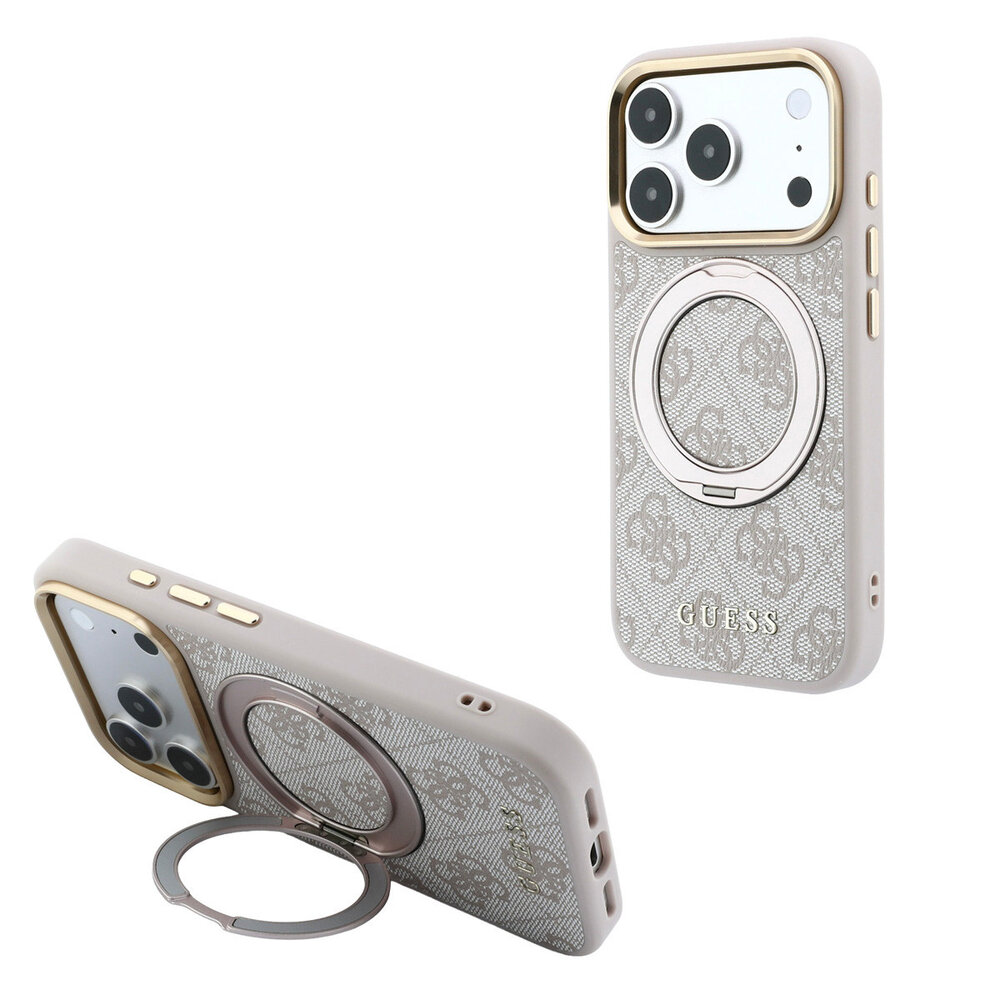 Guess Guess iPhone 18 Pro Hoesje harde behuizing - MagSafe - ringstandaard 360 - 4G - PU - klassiek logo Roze Guess Guess iPhone 18 Pro Hoesje harde behuizing - MagSafe - ringstandaard 360 - 4G - PU - klassiek logo Roze