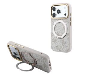 Guess Guess iPhone 18 Pro Hoesje harde behuizing - MagSafe - ringstandaard 360 - 4G - PU - klassiek logo Roze