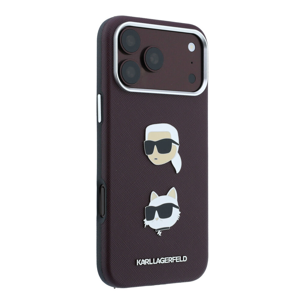 Karl Lagerfeld Karl iPhone 18 Pro Max Hülle Hartschale - SW - PU - Saffiano - K&C Heads-Anstecker - Logo Bordeauxrot Karl Lagerfeld Karl iPhone 18 Pro Max Hülle Hartschale - SW - PU - Saffiano - K&C Heads-Anstecker - Logo Bordeauxrot