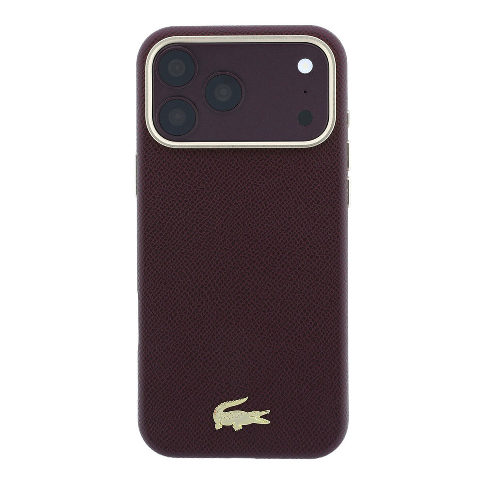 Lacoste Lacoste iPhone 18 Pro Max Hoesje harde behuizing - MagSafe - PVC - Champs Elysees - reliëf Bordeauxrood