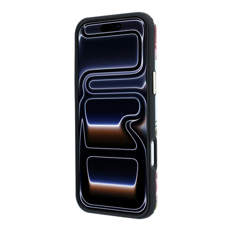 Guess Guess iPhone 18 Pro Hoesje harde behuizing - MagSafe - SW - PU - Blossom Roses-print Lichtblauw Guess Guess iPhone 18 Pro Hoesje harde behuizing - MagSafe - SW - PU - Blossom Roses-print Lichtblauw