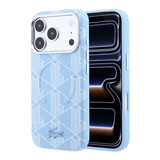 Lacoste Lacoste iPhone 18 Pro Hoesje harde behuizing - MagSafe - PVC - The Blend - reliëf Lichtblauw