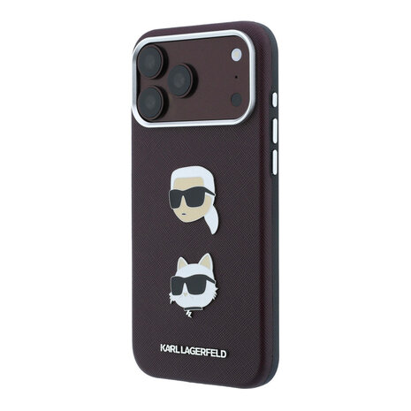 Karl Lagerfeld Karl iPhone 18 Pro Max Hülle Hartschale - SW - PU - Saffiano - K&C Heads-Anstecker - Logo Bordeauxrot Karl Lagerfeld Karl iPhone 18 Pro Max Hülle Hartschale - SW - PU - Saffiano - K&C Heads-Anstecker - Logo Bordeauxrot