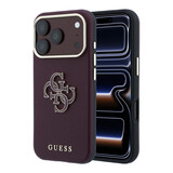 Guess Guess iPhone 18 Pro Max Hoesje harde behuizing - SW - generfd PU - groot logo van hars Bordeauxrood