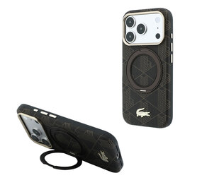 Lacoste Lacoste iPhone 18 Pro Hoesje harde behuizing - MagSafe - PVC - The Blend - ringstandaard Bruin/Lichtgoud