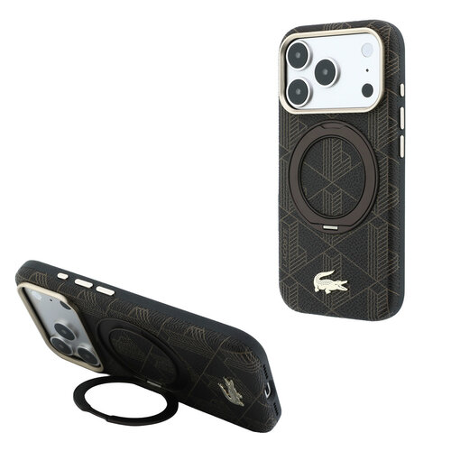 Lacoste Lacoste iPhone 18 Pro/iPhone 17 Pro Hartschalenhülle MagSafe PVC The Blend Ringständer - Braun/Hellgold
