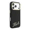 Karl Lagerfeld Karl Lagerfeld iPhone 18 Pro Max/iPhone 17 Pro Max Hardcasehoesje MagSafe SW Generfd PU Handtekeninglogo van hars - Zwart