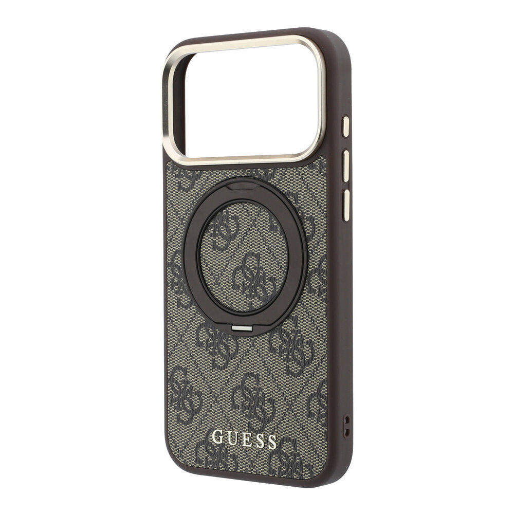 Guess Guess iPhone 18 Pro Hoesje harde behuizing - MagSafe - ringstandaard 360 - 4G - PU - klassiek logo Bruin Guess Guess iPhone 18 Pro Hoesje harde behuizing - MagSafe - ringstandaard 360 - 4G - PU - klassiek logo Bruin