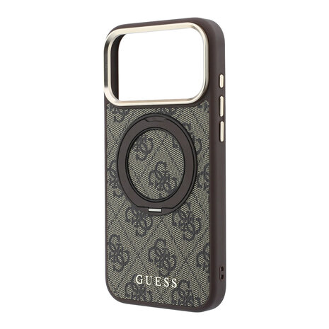 Guess Guess iPhone 18 Pro Hoesje harde behuizing - MagSafe - ringstandaard 360 - 4G - PU - klassiek logo Bruin Guess Guess iPhone 18 Pro Hoesje harde behuizing - MagSafe - ringstandaard 360 - 4G - PU - klassiek logo Bruin