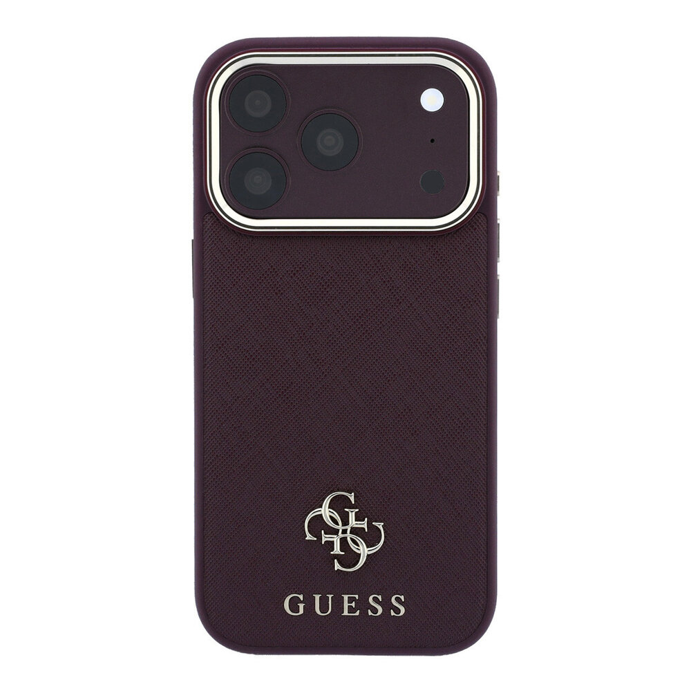 Guess Guess iPhone 18 Pro Max Hoesje harde behuizing - MagSafe - Saffiano - klein 4G - Classic Bordeauxrood Guess Guess iPhone 18 Pro Max Hoesje harde behuizing - MagSafe - Saffiano - klein 4G - Classic Bordeauxrood