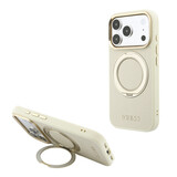 Guess Guess iPhone 18 Pro Max Hoesje harde behuizing - MagSafe - ringstandaard 360 - generfd PU - klassiek logo Beige