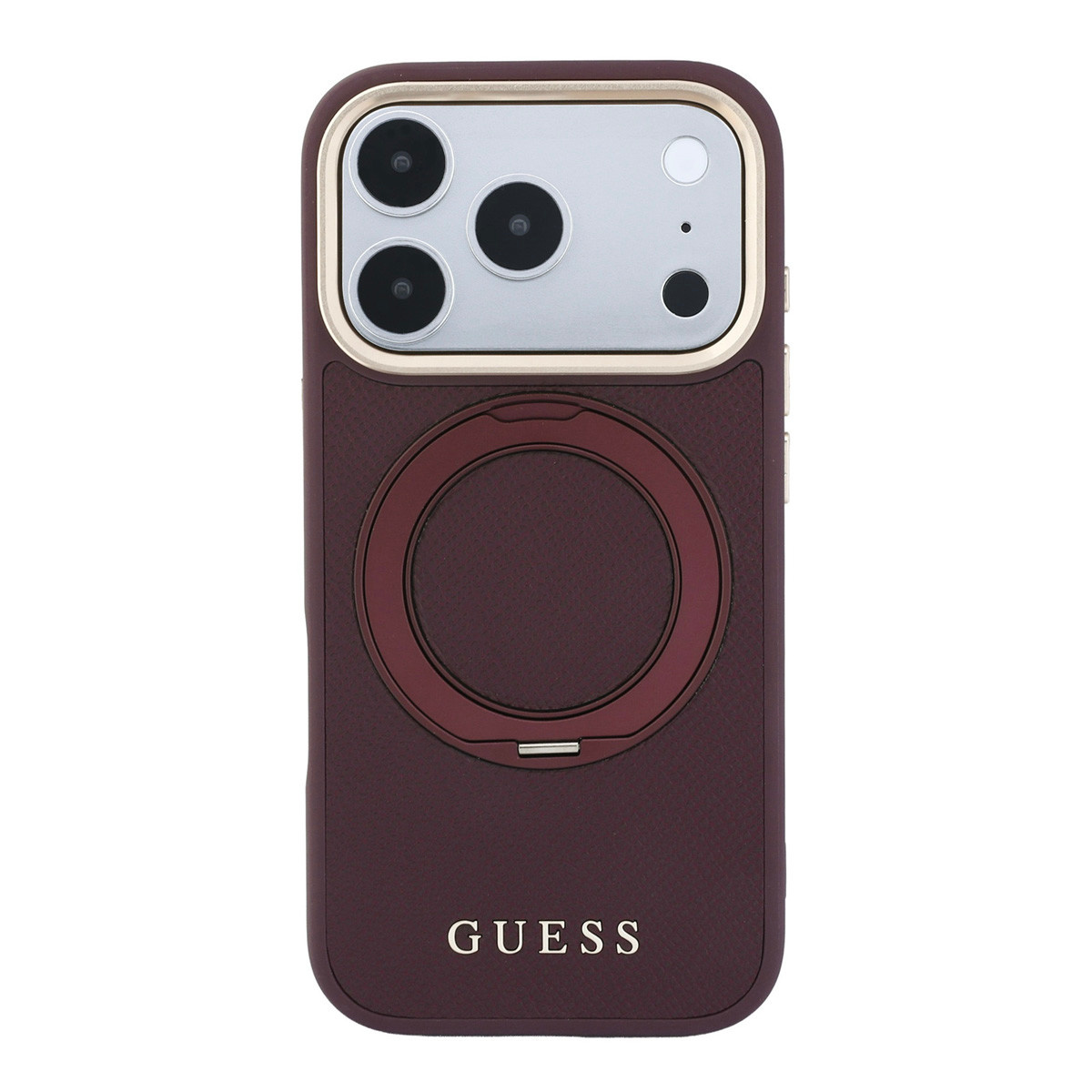 Guess Guess iPhone 18 Pro Hoesje harde behuizing - MagSafe - ringstandaard 360 - generfd PU - klassiek logo Bordeauxrood, foto 2 van 6