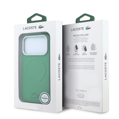 Lacoste Lacoste iPhone 18 Pro Hoesje harde behuizing - MagSafe - PVC - Petit Pique - reliëf Groen (Estragon)