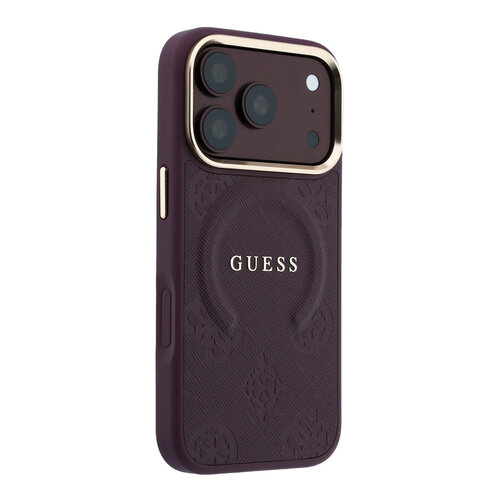 Guess Guess iPhone 18 Pro/iPhone 17 Pro Hartschalenhülle MagSafe Saffiano HS Pfingstrose Ring - Bordeaux