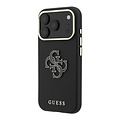 Guess Guess iPhone 18 Pro/iPhone 17 Pro Hartschalenhülle SW Genarbtes PU Großes Kunstharzlogo - Schwarz
