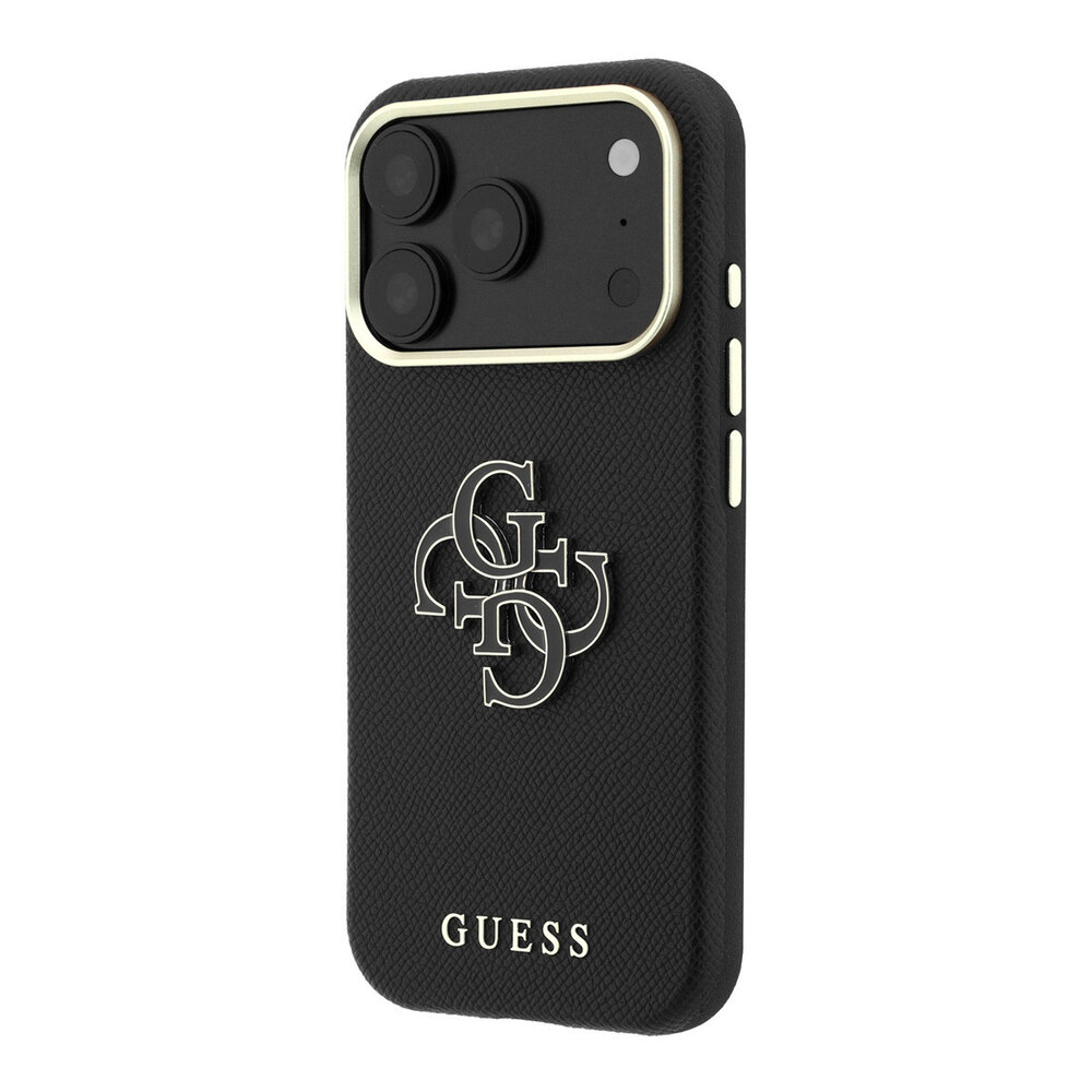 Guess Guess iPhone 18 Pro Hoesje harde behuizing - SW - generfd PU - groot logo van hars Zwart
