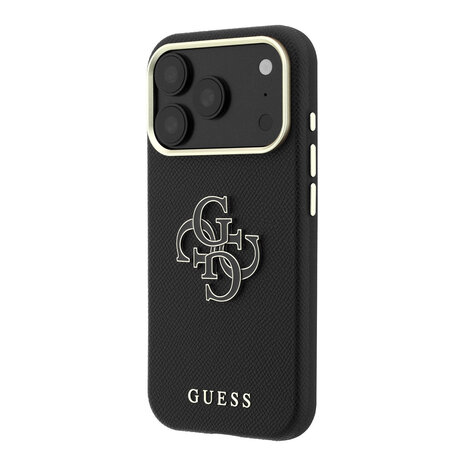 Guess Guess iPhone 18 Pro Hoesje harde behuizing - SW - generfd PU - groot logo van hars Zwart
