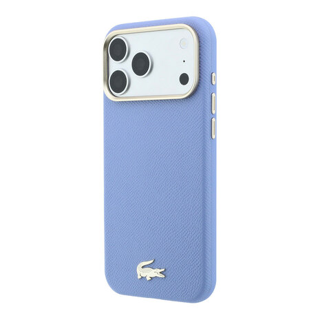 Lacoste Lacoste iPhone 18 Pro Max Hoesje harde behuizing - MagSafe - PVC - Champs Elysees - reliëf Lichtblauw