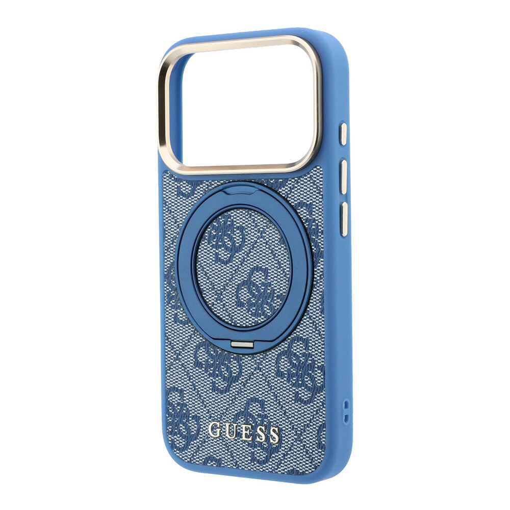 Guess Guess iPhone 18 Pro Case hard shell - MagSafe - 360-degree ring stand - 4G - PU - classic logo Blue Guess Guess iPhone 18 Pro Case hard shell - MagSafe - 360-degree ring stand - 4G - PU - classic logo Blue