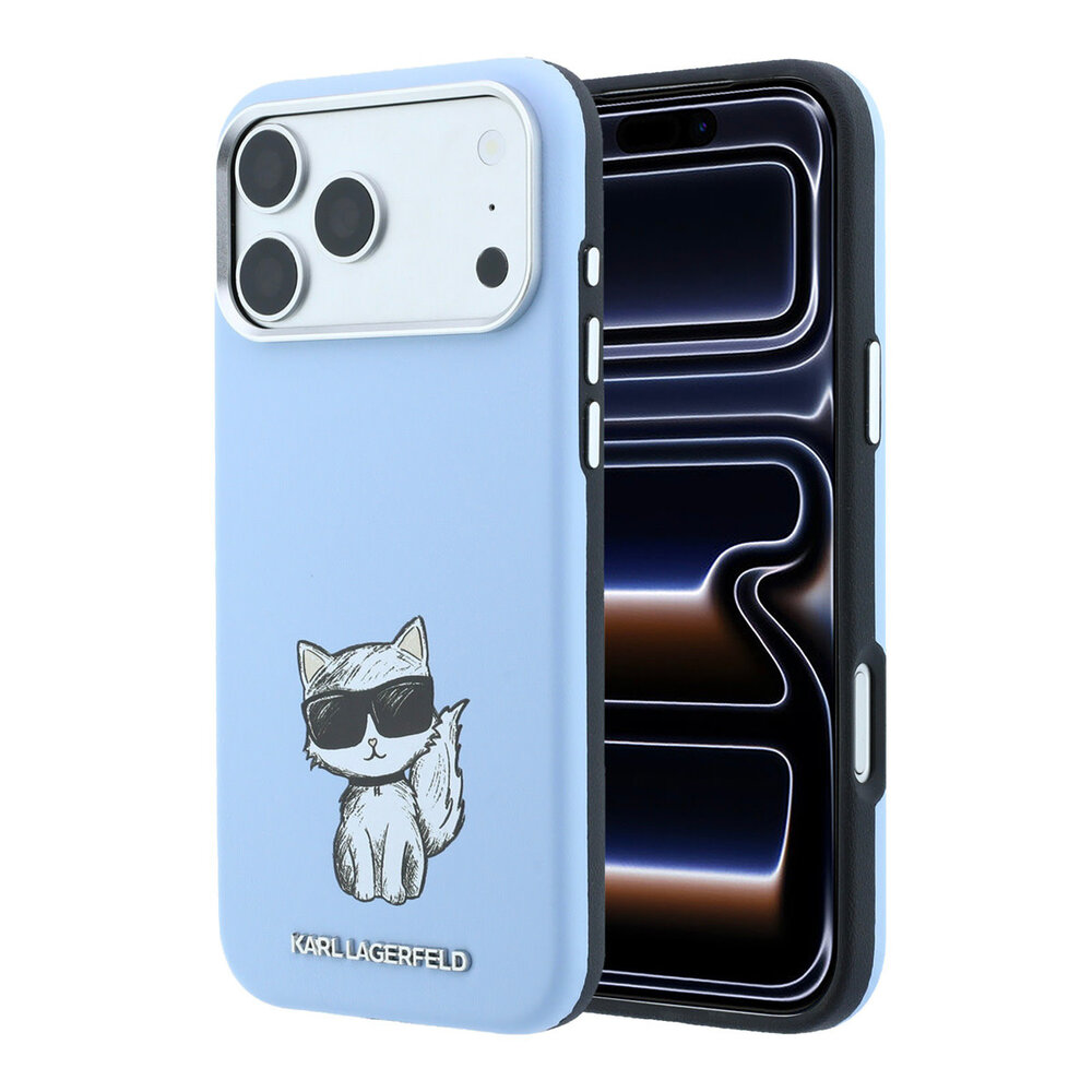 Karl Lagerfeld Karl iPhone 18 Pro Max Case hard shell - MagSafe - SW - smooth PU - Choupette Sketch Light blue Karl Lagerfeld Karl iPhone 18 Pro Max Case hard shell - MagSafe - SW - smooth PU - Choupette Sketch Light blue
