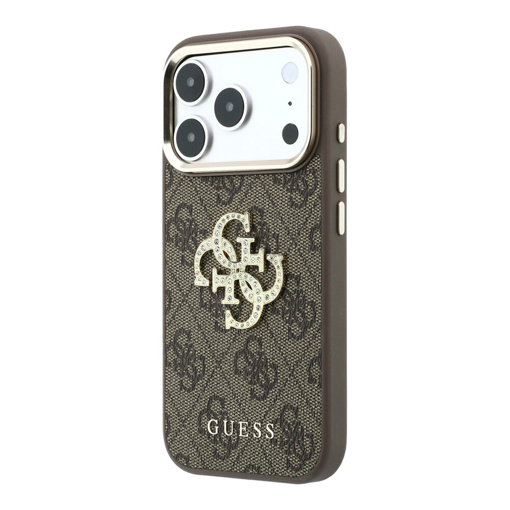 Guess Guess iPhone 18 Pro Max Hoesje harde behuizing - 4G - PU - groot strasslogo Bruin Guess Guess iPhone 18 Pro Max Hoesje harde behuizing - 4G - PU - groot strasslogo Bruin