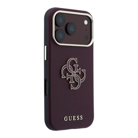 Guess Guess iPhone 18 Pro Max Case hard shell - SW - grained PU - large resin logo Burgundy