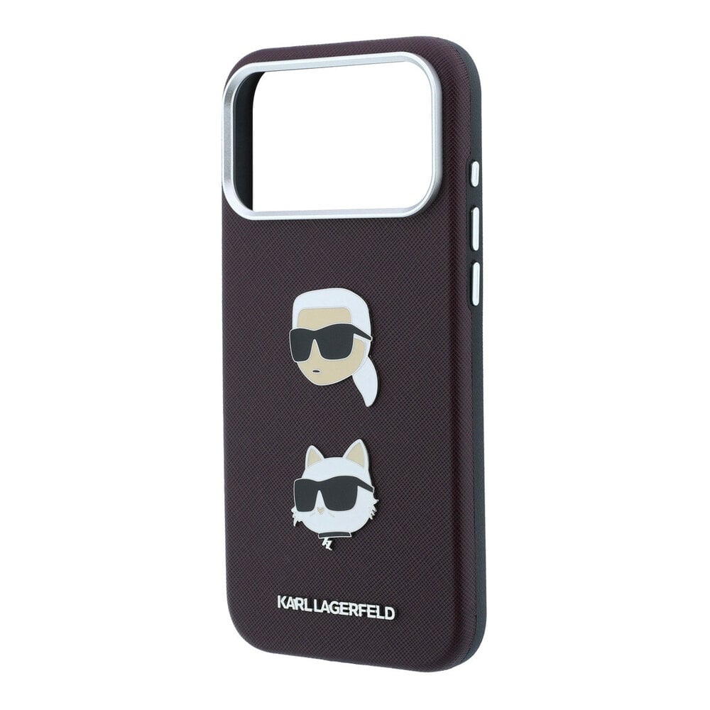 Karl Lagerfeld Karl iPhone 18 Pro Max Coque structure rigide - SW - PU - Saffiano - insignes K&C Heads - logo Bordeaux Karl Lagerfeld Karl iPhone 18 Pro Max Coque structure rigide - SW - PU - Saffiano - insignes K&C Heads - logo Bordeaux