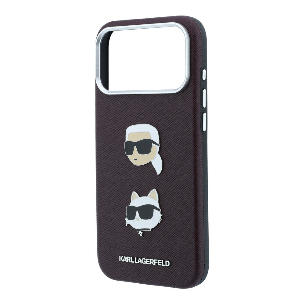 Karl Lagerfeld Karl iPhone 18 Pro Max Hülle Hartschale - SW - PU - Saffiano - K&C Heads-Anstecker - Logo Bordeauxrot Karl Lagerfeld Karl iPhone 18 Pro Max Hülle Hartschale - SW - PU - Saffiano - K&C Heads-Anstecker - Logo Bordeauxrot