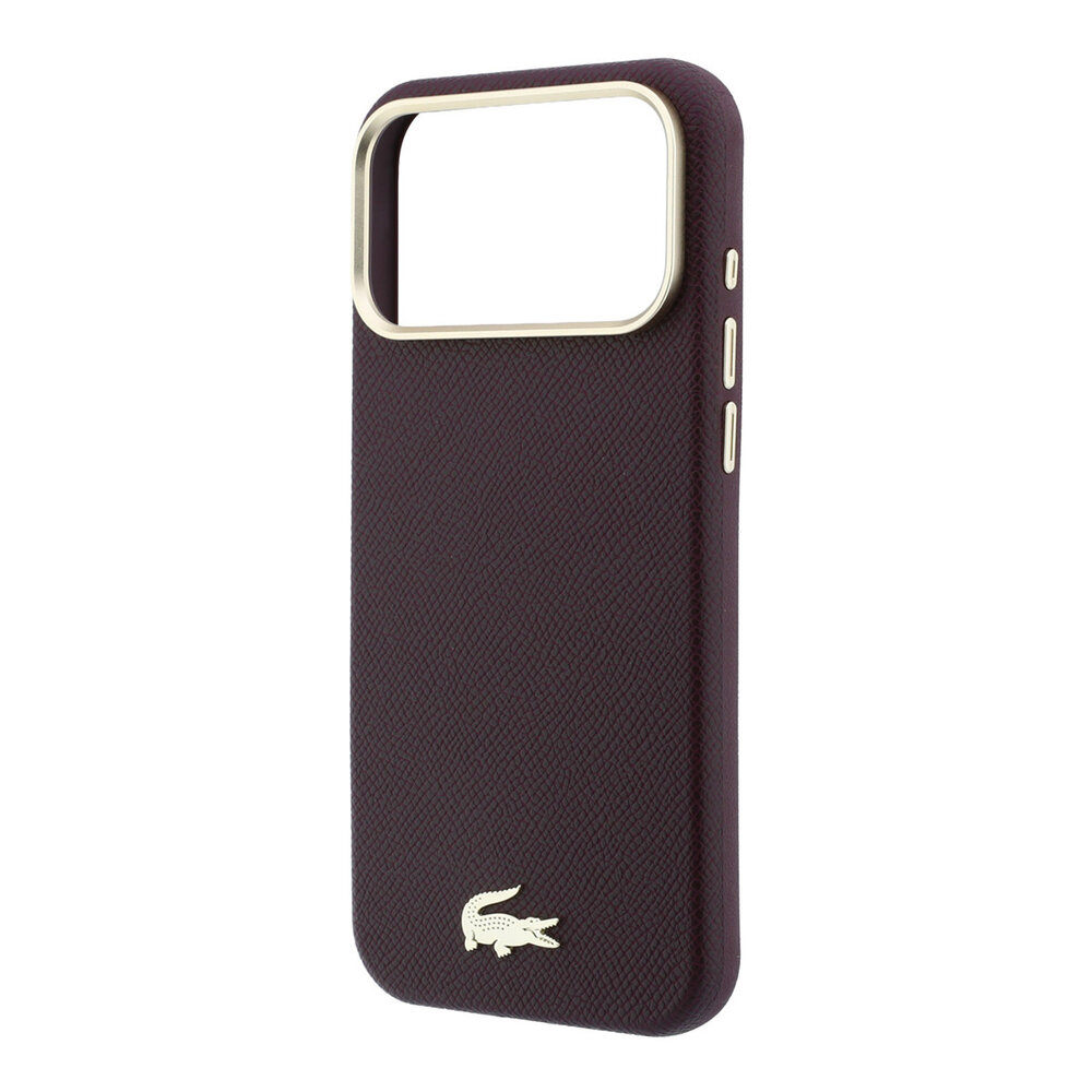 Lacoste Lacoste iPhone 18 Pro Hülle Hartschale - MagSafe - PVC - Champs Elysees - Prägung Bordeauxrot Lacoste Lacoste iPhone 18 Pro Hülle Hartschale - MagSafe - PVC - Champs Elysees - Prägung Bordeauxrot