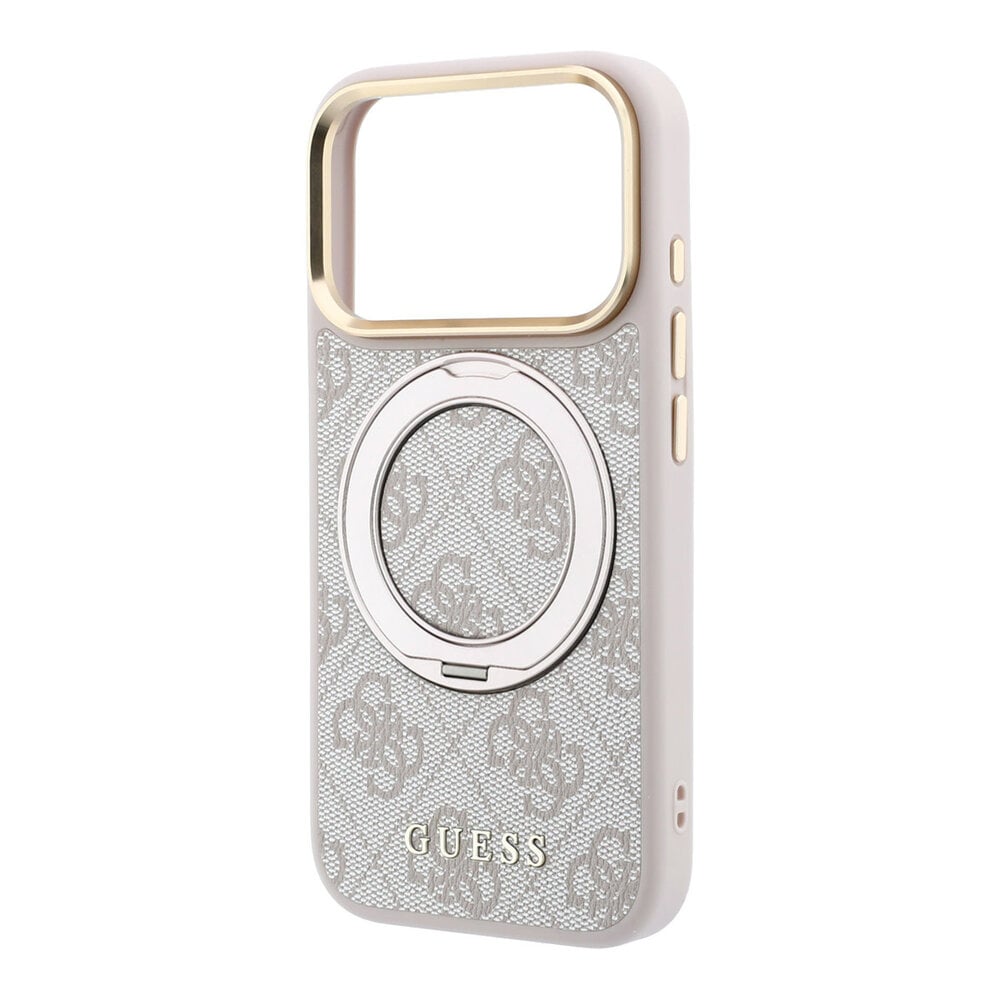 Guess Guess iPhone 18 Pro Coque structure rigide - MagSafe - anneau support à 360 degrés - 4G - PU - logo classique Rose Guess Guess iPhone 18 Pro Coque structure rigide - MagSafe - anneau support à 360 degrés - 4G - PU - logo classique Rose