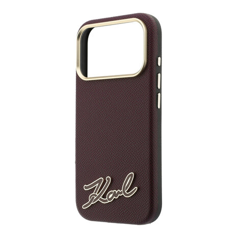 Karl Lagerfeld Karl iPhone 18 Pro Hülle Hartschale - MagSafe - SW - genarbtes PU - Signaturlogo aus Kunstharz Bordeauxrot Karl Lagerfeld Karl iPhone 18 Pro Hülle Hartschale - MagSafe - SW - genarbtes PU - Signaturlogo aus Kunstharz Bordeauxrot