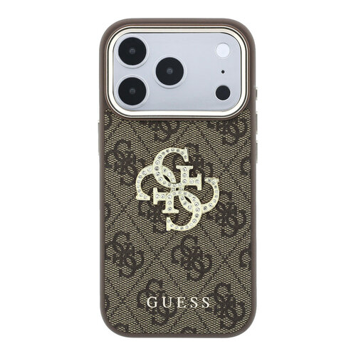 Guess Guess iPhone 18 Pro/iPhone 17 Pro Hartschalenhülle 4G PU Großes Strasslogo - Braun