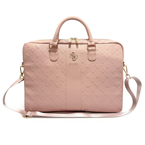 Guess Guess Laptop bag Peony - PU - 4G logo - classic logo - stripe pattern - 16 inch Pink