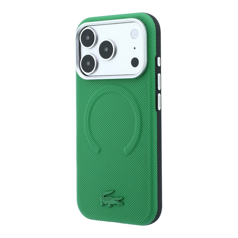 Lacoste Lacoste iPhone 18 Pro Hülle Hartschale - MagSafe - PVC - Petit Pique - Prägung Grün (Estragon)