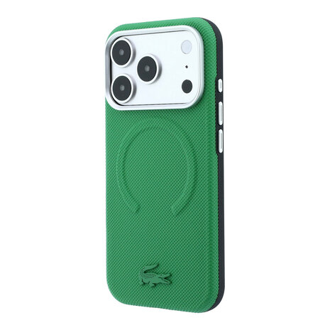 Lacoste Lacoste iPhone 18 Pro Case hard shell - MagSafe - PVC - Petit Pique - embossing Green (Estragon)