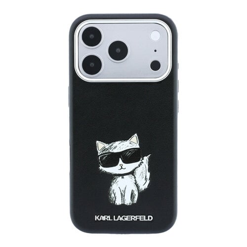 Karl Lagerfeld Karl Lagerfeld iPhone 18 Pro/iPhone 17 Pro Hartschalenhülle MagSafe SW Glattes PU Choupette Skizze - Schwarz