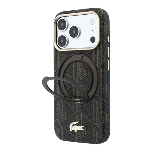 Lacoste Lacoste iPhone 18 Pro Max/iPhone 17 Pro Max Hartschalenhülle MagSafe PVC The Blend Ringständer - Braun/Hellgold
