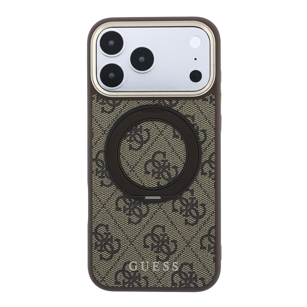 Guess Guess iPhone 18 Pro Max Hoesje harde behuizing - MagSafe - ringstandaard 360 - 4G - PU - klassiek logo Bruin Guess Guess iPhone 18 Pro Max Hoesje harde behuizing - MagSafe - ringstandaard 360 - 4G - PU - klassiek logo Bruin