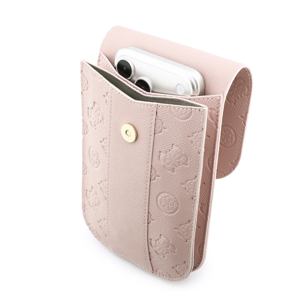Guess Guess Phone pouch Peony - PU - 4G logo - classic logo - stripe pattern - carrying strap Pink Guess Guess Phone pouch Peony - PU - 4G logo - classic logo - stripe pattern - carrying strap Pink