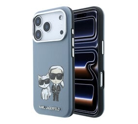 Karl Lagerfeld Karl iPhone 18 Pro Max Hoesje harde behuizing - MagSafe - SW - glad PU - KC Bodies Sketch Lichtblauw