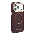 Guess Guess iPhone 18 Pro/iPhone 17 Pro Hartschalenhülle MagSafe Genarbtes PU 360° Ringständer Klassisches Logo - Bordeaux