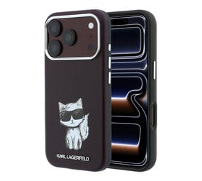 Karl Lagerfeld Karl iPhone 18 Pro Max Hoesje harde behuizing - MagSafe - SW - glad PU - Choupette Sketch Bordeauxrood
