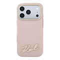 Karl Lagerfeld Karl Lagerfeld iPhone 18 Pro/iPhone 17 Pro Hartschalenhülle MagSafe SW Genarbtes PU Signaturlogo aus Kunstharz - Rosa