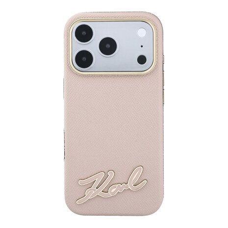 Karl Lagerfeld Karl iPhone 18 Pro Hoesje harde behuizing - MagSafe - SW - generfd PU - signatuurlogo van hars Roze Karl Lagerfeld Karl iPhone 18 Pro Hoesje harde behuizing - MagSafe - SW - generfd PU - signatuurlogo van hars Roze