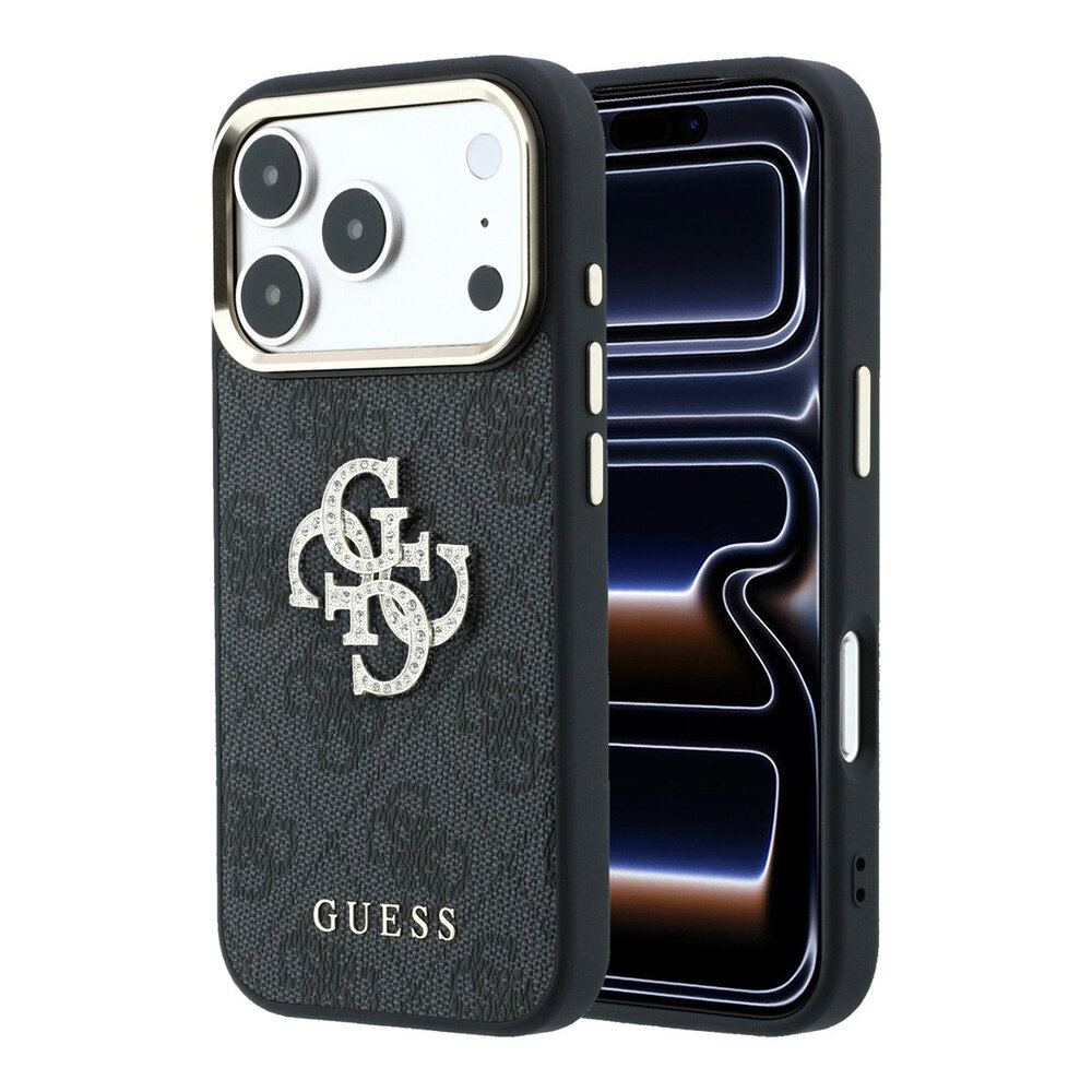 Guess Guess iPhone 18 Pro Max Hoesje harde behuizing - 4G - PU - groot strasslogo Zwart Guess Guess iPhone 18 Pro Max Hoesje harde behuizing - 4G - PU - groot strasslogo Zwart