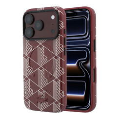 Lacoste iPhone 18 Pro/iPhone 17 Pro Coque rigide - MagSafe - PVC - The Blend - Finition en relief - Bordeaux
