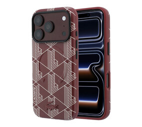 Lacoste Lacoste iPhone 18 Pro Coque structure rigide - MagSafe - PVC - The Blend - relief Bordeaux