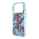 Guess Guess iPhone 18 Pro Hülle Hartschale - MagSafe - IML - Glitzer - Blossom Roses Hellblau