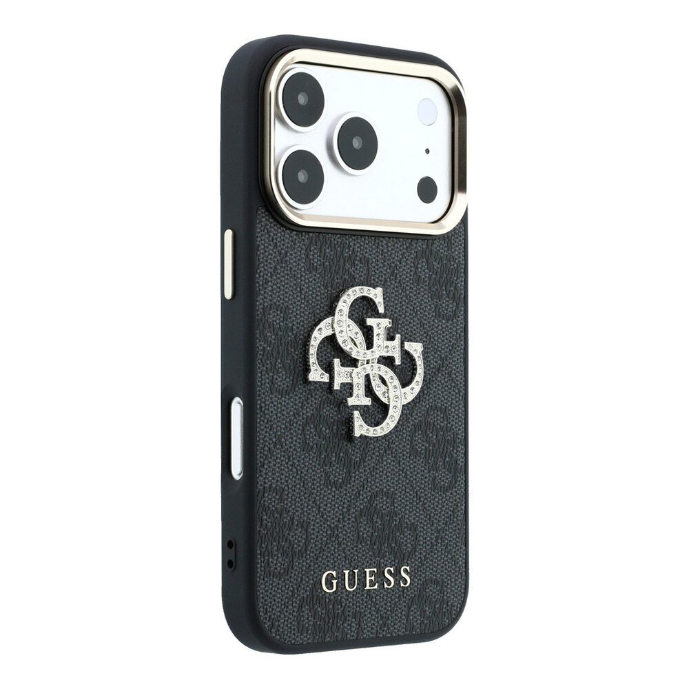 Guess Guess iPhone 18 Pro Max Coque structure rigide - 4G - PU - grand logo en strass Noir