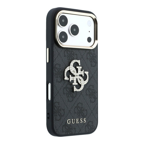 Guess Guess iPhone 18 Pro Max/iPhone 17 Pro Max Hartschalenhülle 4G PU Großes Strasslogo - Schwarz